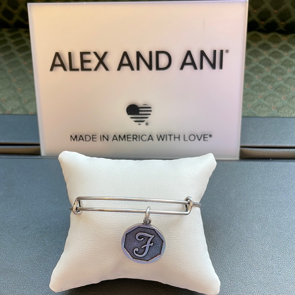 NWT Alex and Ani initial F bracelet